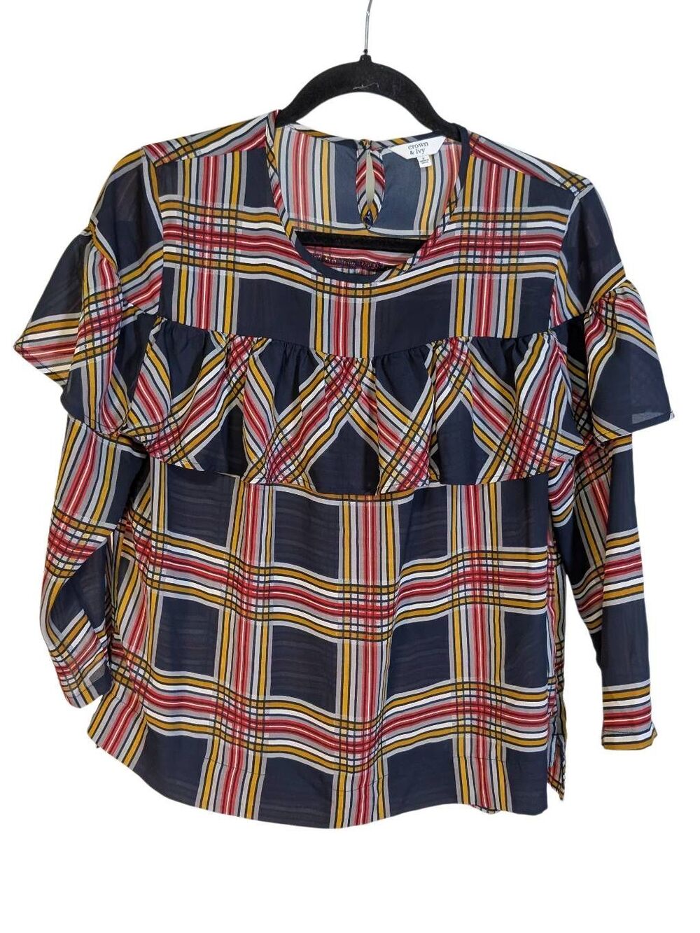Crown & Ivy Blue Diamond Women's Paisley Print Women's Small.